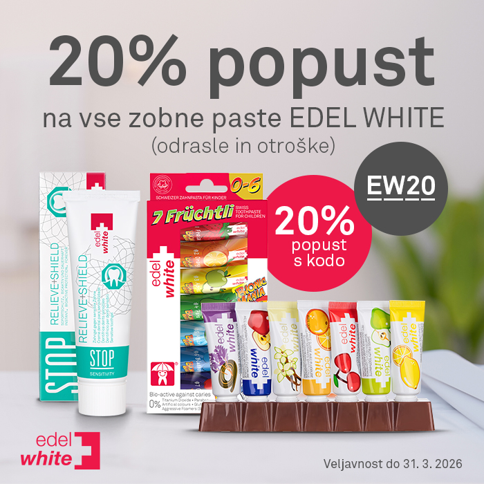 20% popust s kodo EW20 na zobne paste Edel+White